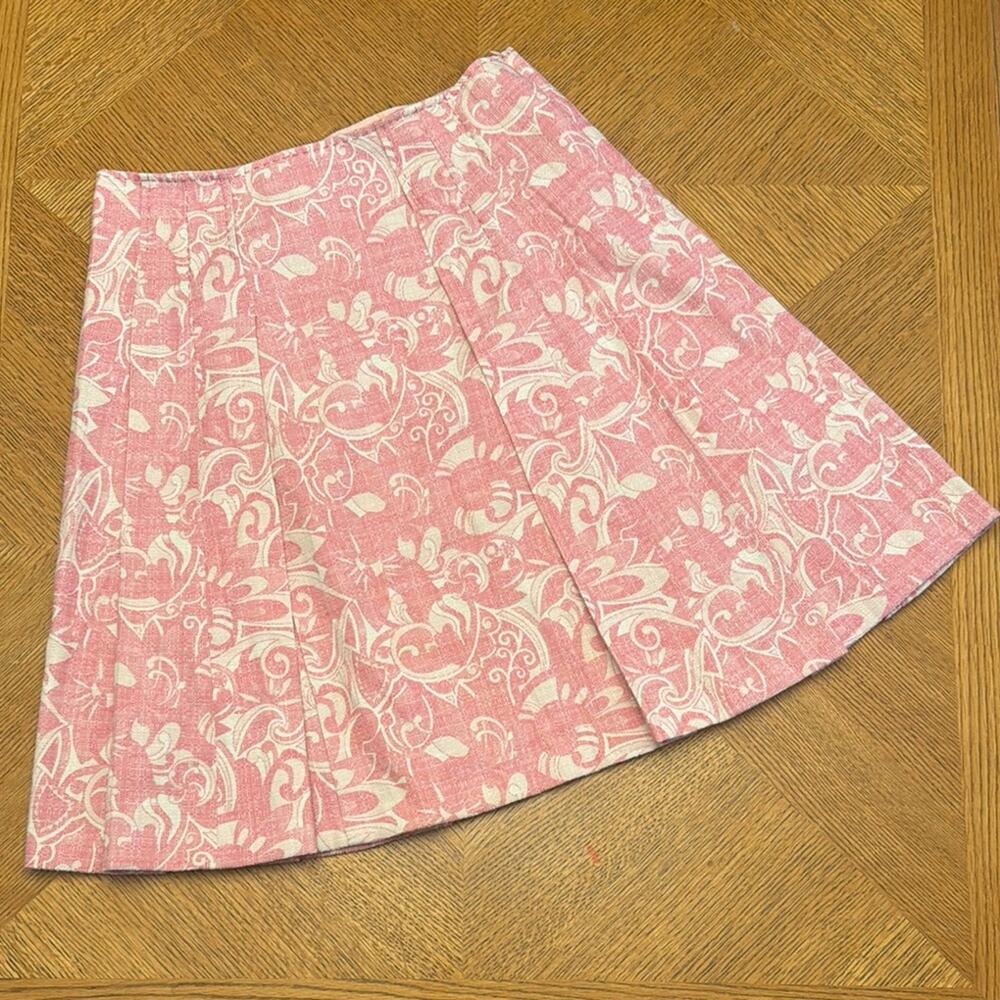 Elie Tahari Preppy Cottagecore Pink Pleated A-Line Knee-Length Skirt Size 8 - Picture 2 of 7